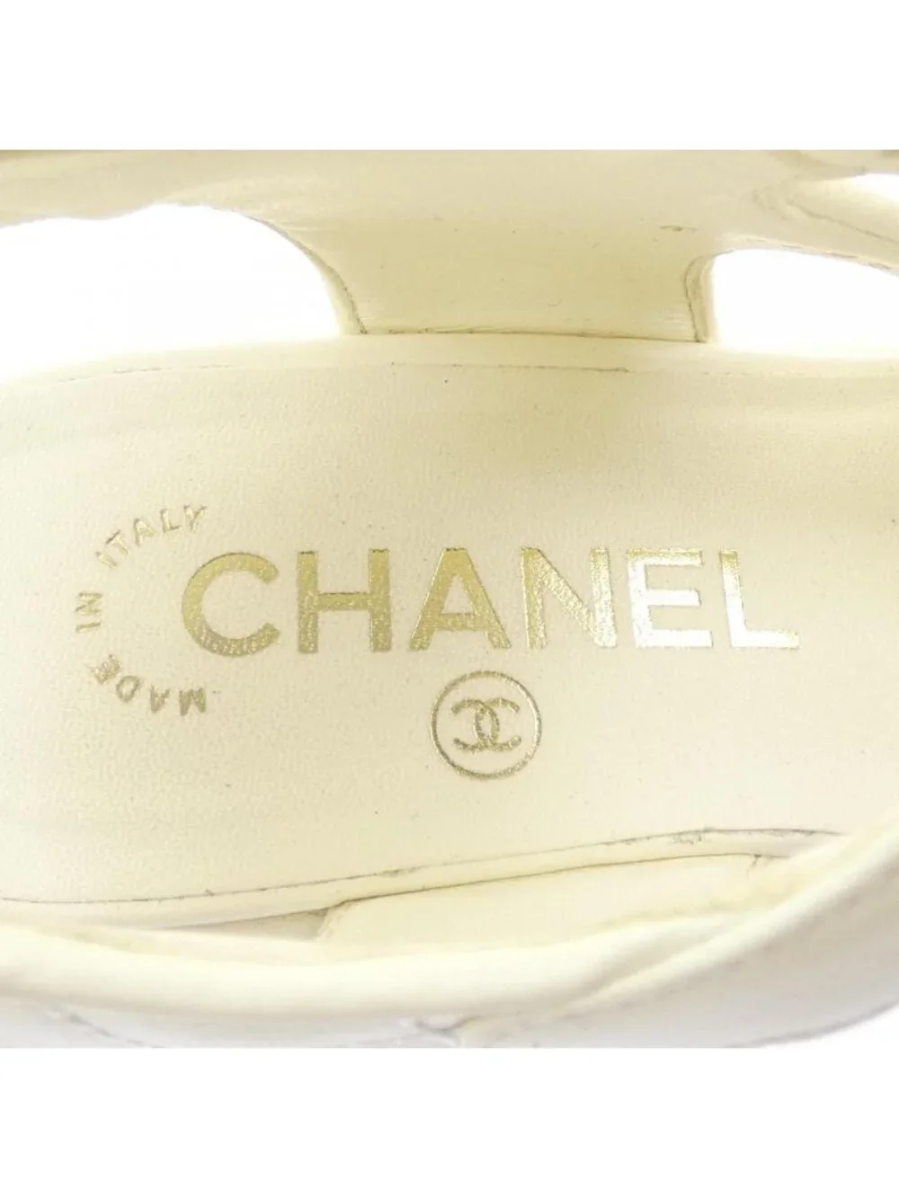 Chanel Quilted Sandals White